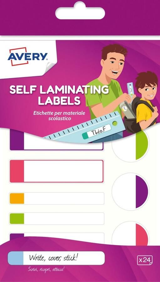 Avery APFLUO24-UK etiket Rechthoek Permanent Meerkleurig 24 stuk(s)