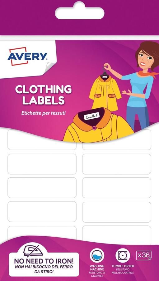 Avery ETVET36-UK etiket Rechthoek Permanent Wit 36 stuk(s)