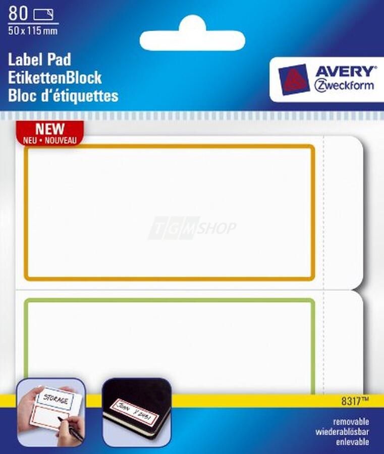 Avery Dennison Zweckform Avery 8316 8317 Blokkeren met 80 etiketten 50x115mm met een gekleurde grens Office Supplies 8317