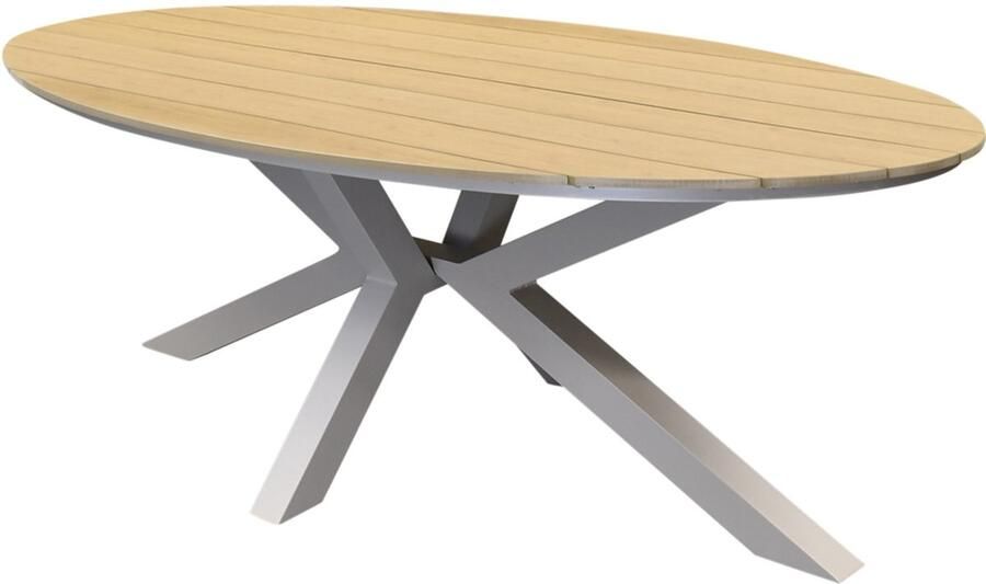 AVH-Collectie Salvador dining tuintafel ovaal latte 220x114xH75 cm polywood blad zand