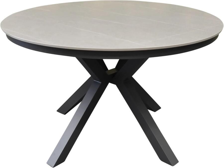 AVH-Collectie Samantha dining tuintafel 144xH75 cm rond antraciet sintered stone blad