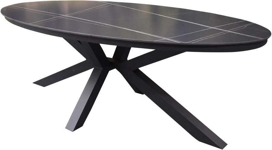 AVH-Collectie Talitha dining tuintafel 220x114xH75 cm ovaal antraciet sintered stone blad