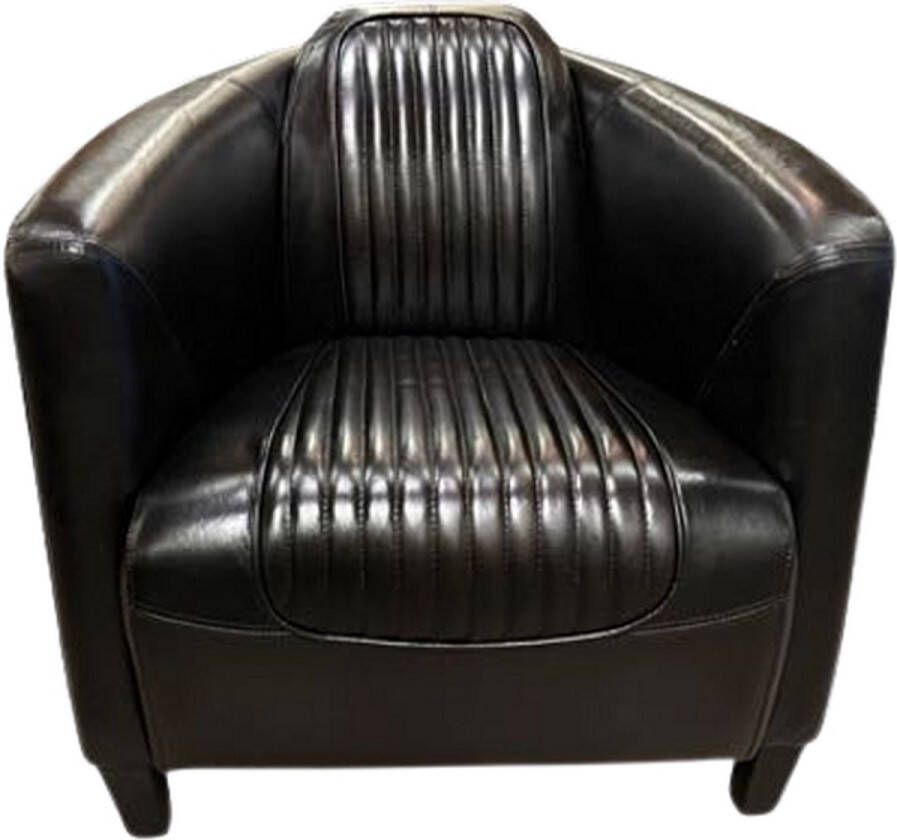 Aviator fauteuil in zwart 100% leer piloten stoel vliegtuig Mancave