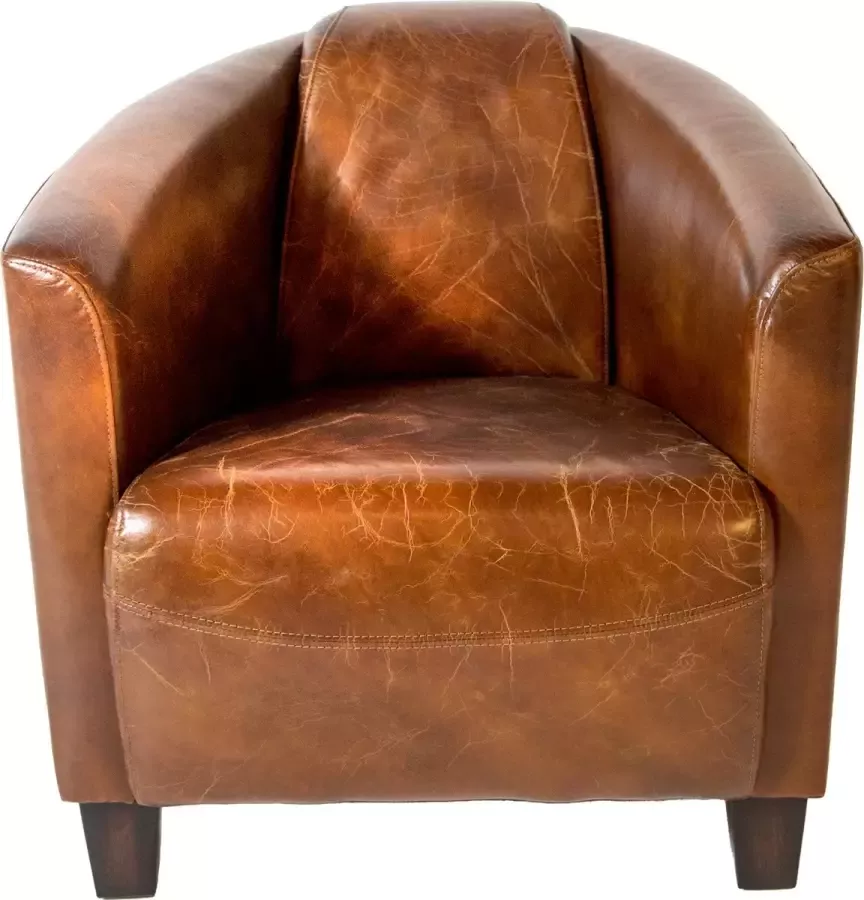 Aviator Stoere fauteuil piloten stoel in vintage cognac leer vliegtuig