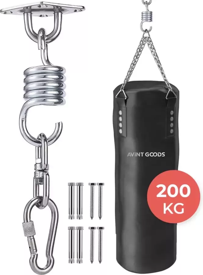 AVINT GOODS RVS Ophangsysteem Plafondhaak Bokszak – Schroefhaak & Ophanghaak Hangstoel – Muurhaak Binnen & Buiten 200KG
