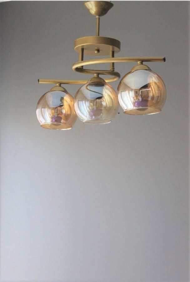 AVIZEVI Verlichting antieke Poyrazbal glazen woonkamer 3-delige kroonluchter