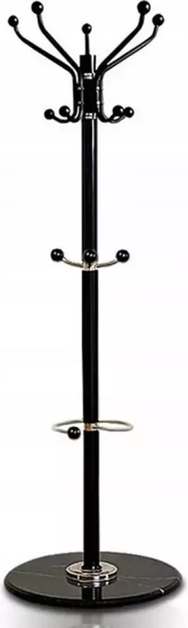 Springos Staande Kapstok Metaal Kunststof 14 Haken Garderobe Kapstok Zwart 174 cm - Foto 2
