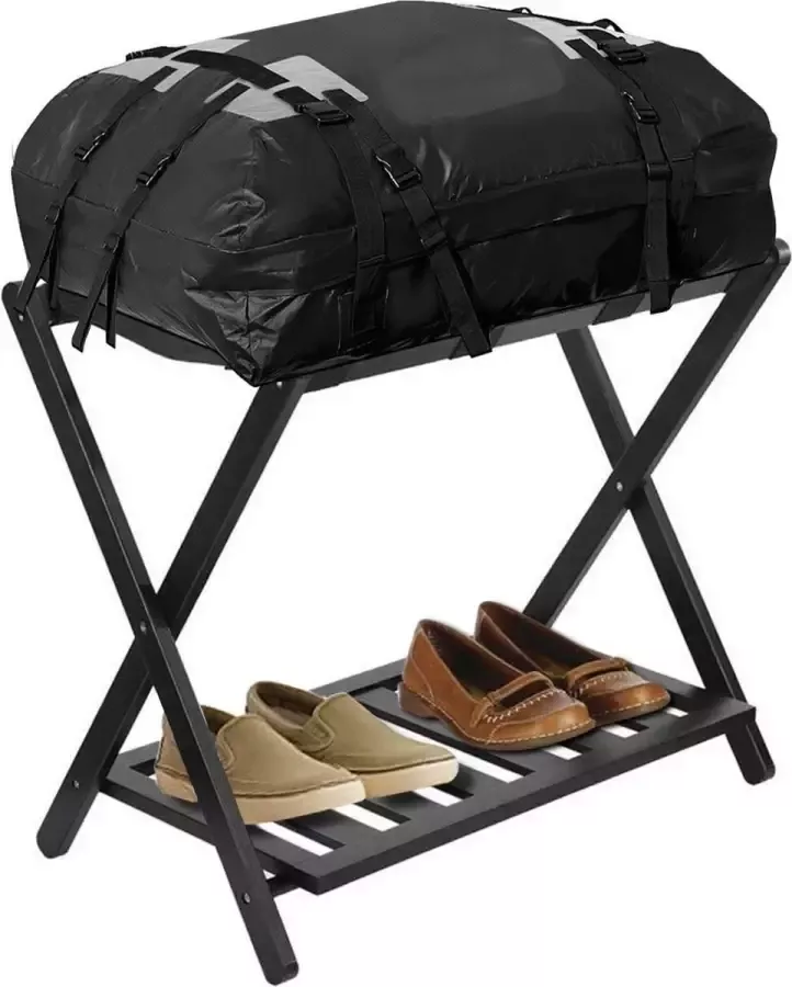 AWEMOZ Bagagerek Kofferrek Schoenenrek Kofferstandaard Inklapbaar Bamboe Hout Tafeltje Badkamerrek Standaard