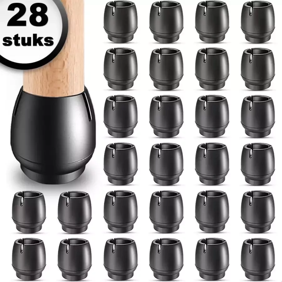 AWEMOZ Stoelpootdoppen 28 stuks Ø17-22 mm Stoelpoot Beschermers Vloerbeschermer Zwarte Stoelpootbeschermers Ronde Stoelpoot Doppen Met Anti-Kras Stoelpoot Viltjes