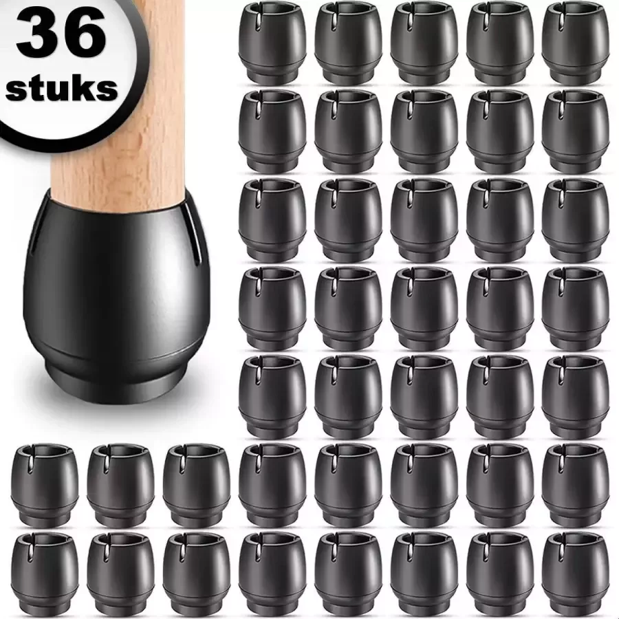 AWEMOZ Stoelpootdoppen 36 stuks Ø17-22 mm Stoelpoot Beschermers Vloerbeschermer Zwarte Stoelpootbeschermers Ronde Stoelpoot Doppen Met Anti-Kras Stoelpoot Viltjes - Foto 2