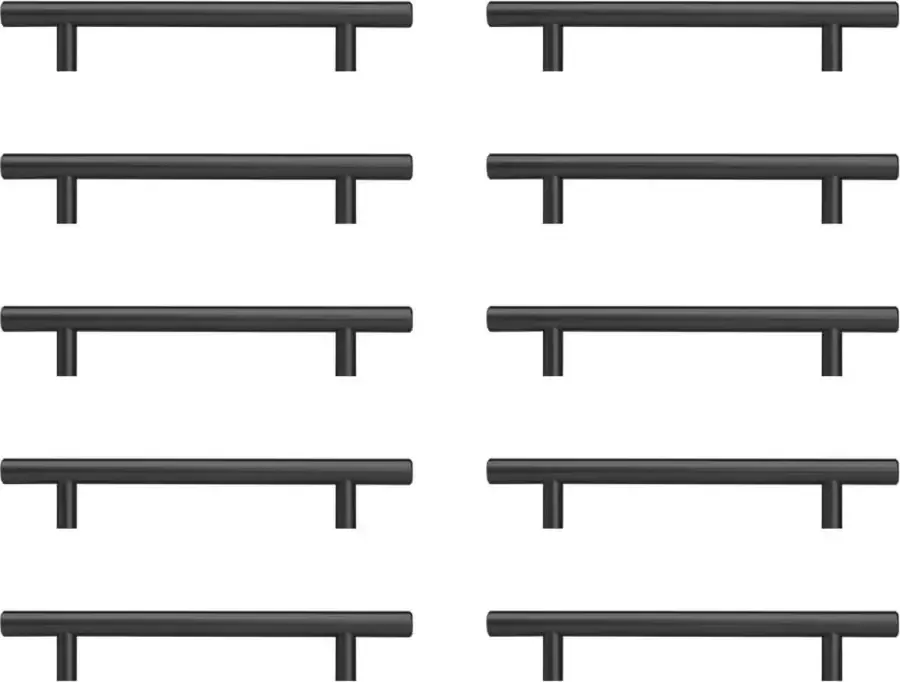 AwmnSrman Zwarte Keuken Grepen Zwarte Keukenkast Grepen 10 Pcs 128mm Roestvrij Staal Spuitverf Zwart Gat Installatie 10 Pcs