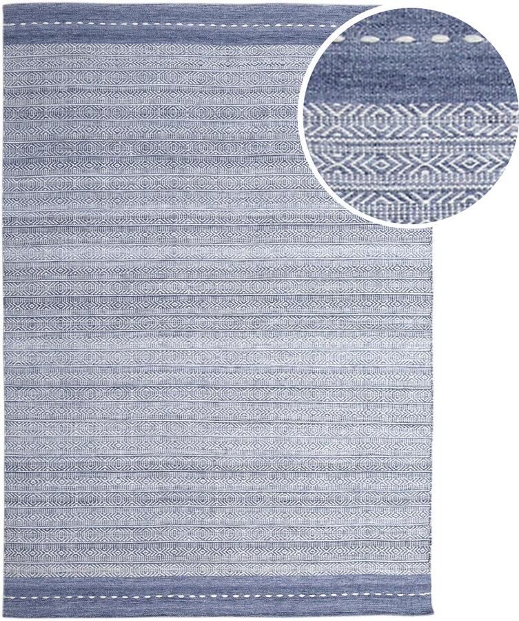 AXI Rhodos Buitenkleed – Rechthoekig – 200 x 290 cm – Blauw – Geometrisch patroon Buitenkleed – Buitentapijt – Weer- en UV-bestendig – Plat geweven – Tuintapijt – Voor binnen en buiten Handgeweven