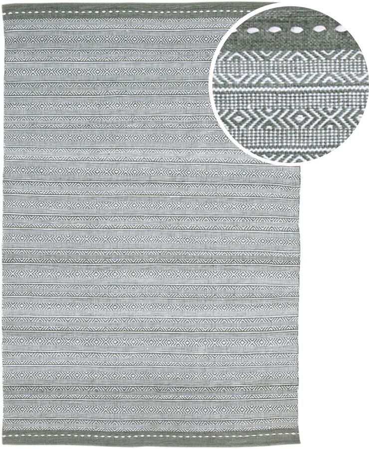 AXI Rhodos Buitenkleed – Rechthoekig – 200 x 290 cm – Groen – Geometrisch patroon Buitenkleed – Buitentapijt – Weer- en UV-bestendig – Plat geweven – Tuintapijt – Voor binnen en buiten Handgeweven