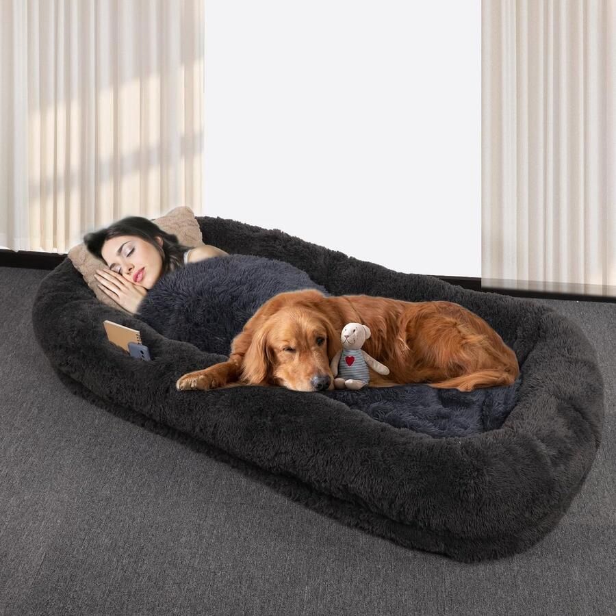 Ayangoods Opvouwbaar Hondenbed 185x120x30 cm Traagschuim Matras Verwijderbaar Kussen Voor Volwassen Honden