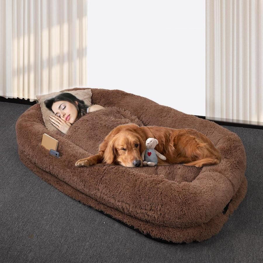 Ayangoods Opvouwbaar Hondenbed 185x120x30 cm Traagschuim Matras Verwijderbaar Kussen Voor Volwassen Honden