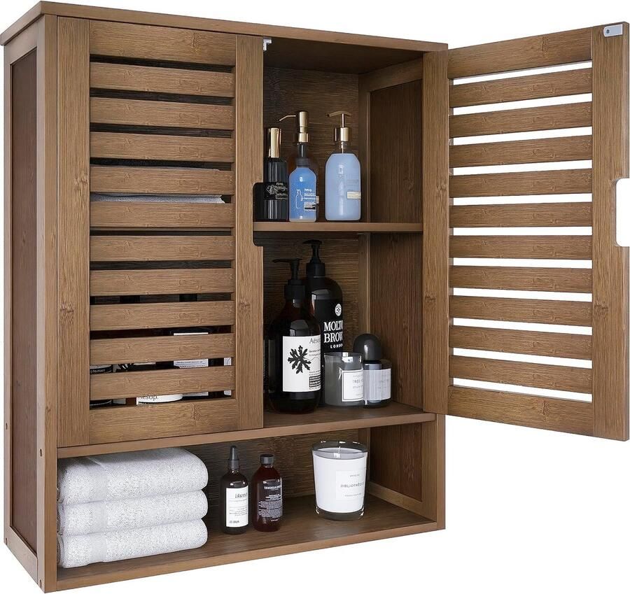 Ayangoods Ruimtebesparende Badkamerkast Verstelbare Planken Natuurlijke Uitstraling Stijlvol Ontwerp