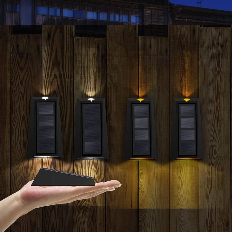 Ayangoods Zonne-energie Wandlamp met 5 Lichtstanden Weerbestendig Draadloos Automatische Sensor Tuinverlichting met LED Buitenschutting Verlichting Milieuvriendelijk