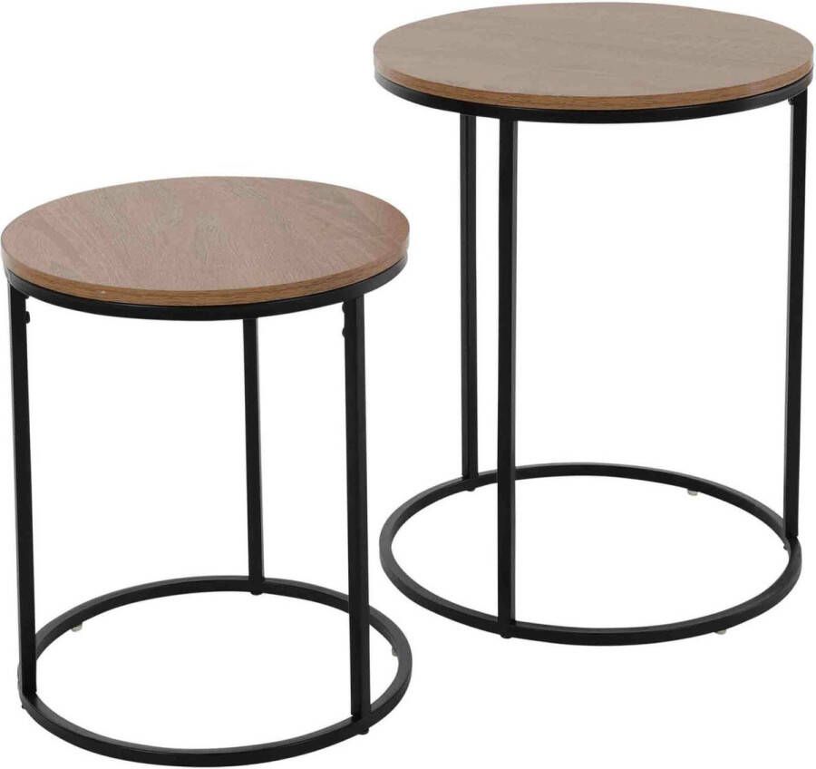 AYD Home Bijzettafel set 2-delig grenen hout 50 cm Bijzettafels