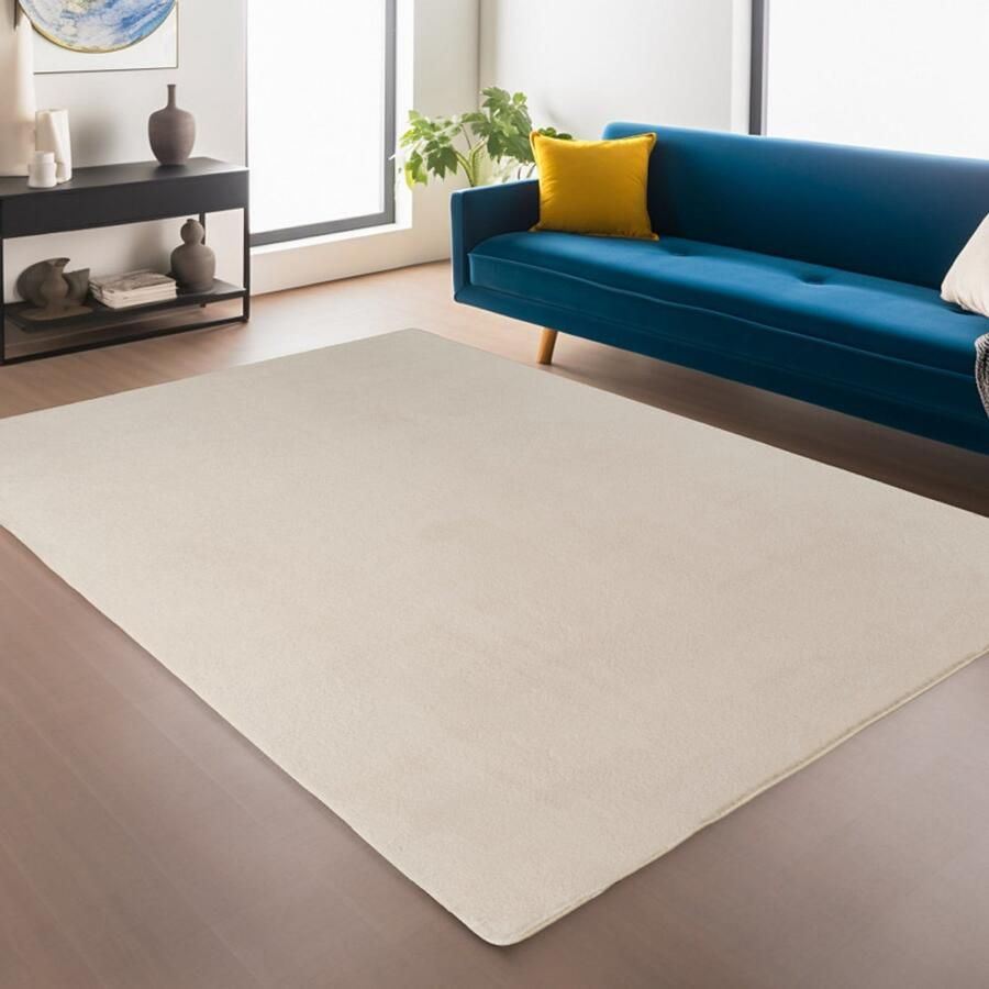 Ayyildiz Antislip Vloerkleed Joy Creme 80 x 250 cm Effen Kleur Zacht
