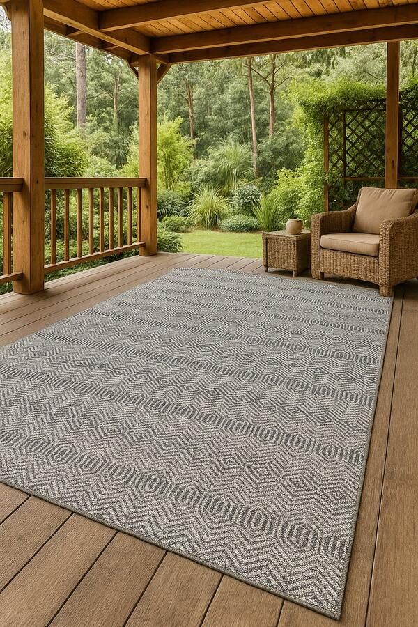 Ayyildiz Belano Buiten Vloerkleed 200x290 cm Grijs – Waterbestendig Tuinkleed – Weerbestendig Buitenkleed – UV-bestendig – Balkonkleed – Terras Tapijt – 7mm Laagpolig – Onderhoudsvriendelijk