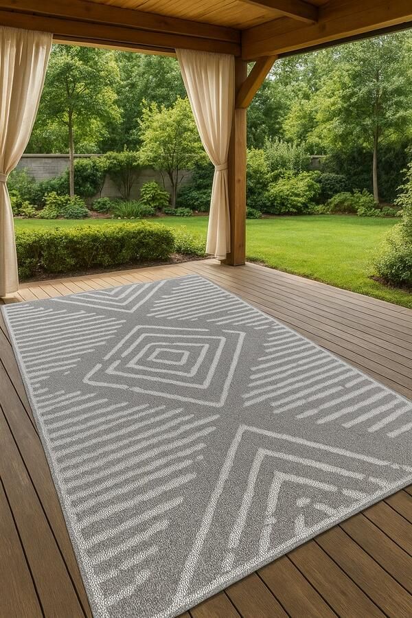 Ayyildiz Belano Buiten Vloerkleed 240x340 cm Grijs – Waterbestendig Tuinkleed – Weerbestendig Buitenkleed – UV-bestendig – Balkonkleed – Terras Tapijt – 7mm Laagpolig – Onderhoudsvriendelijk