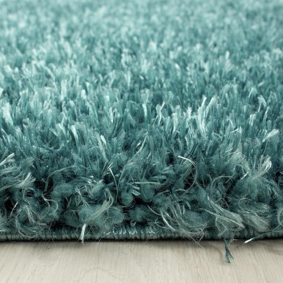 Adana Carpets Hoogpolig vloerkleed effen kleur turquoise vloerkleed voor de woonkamer jute achterkant afmeting: 200 cm x 290 cm - Foto 7