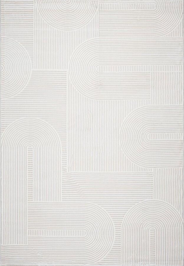 Moonay Home Moonay Japandi Vloerkleed Rond 160 cm Creme – Luxe Topkwaliteit – Extra Dik 13mm – 2400gr m² – 620.000 Weefpunten – Scandinavisch Hoogpolig Design – Beige Crème Grijs – Bestseller