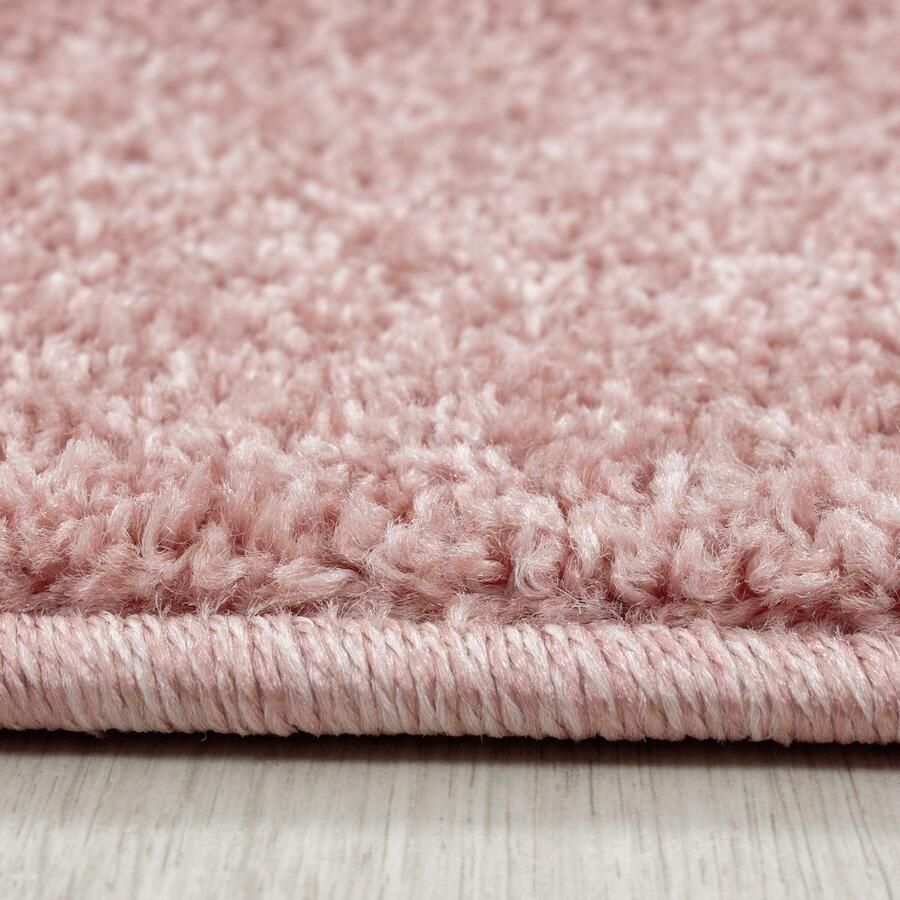 Ayyildiz Kortpolig vloerkleed effen kleur gewoon roze vloerkleed voor de woonkamer vilten achterkant afmeting: 160 cm rond - Foto 2