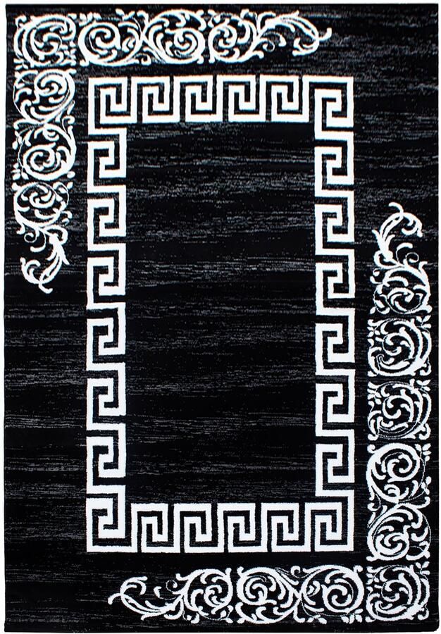 Ayyildiz Miami Vloerkleed – Zwart – Laagpolig met Barok Kader – 240x340 cm