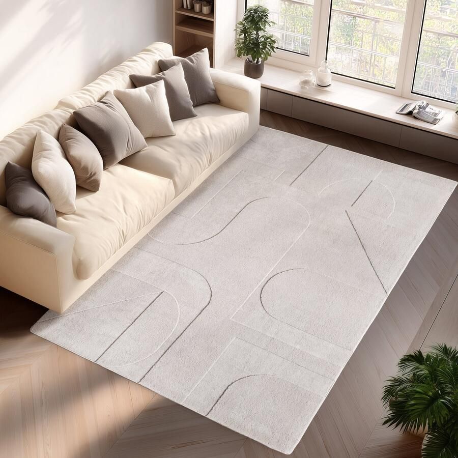 Ayyildiz Pompei Seta Ivory – Japandi Stijl – Laagpolig – Trending Vloerkleed – 160x230 cm
