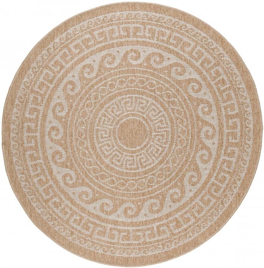 Ayyildiz Vloerkleed Comilla – Beige – Laagpolig & Modern – Voor Binnen & Buiten – 120x120 cm rond