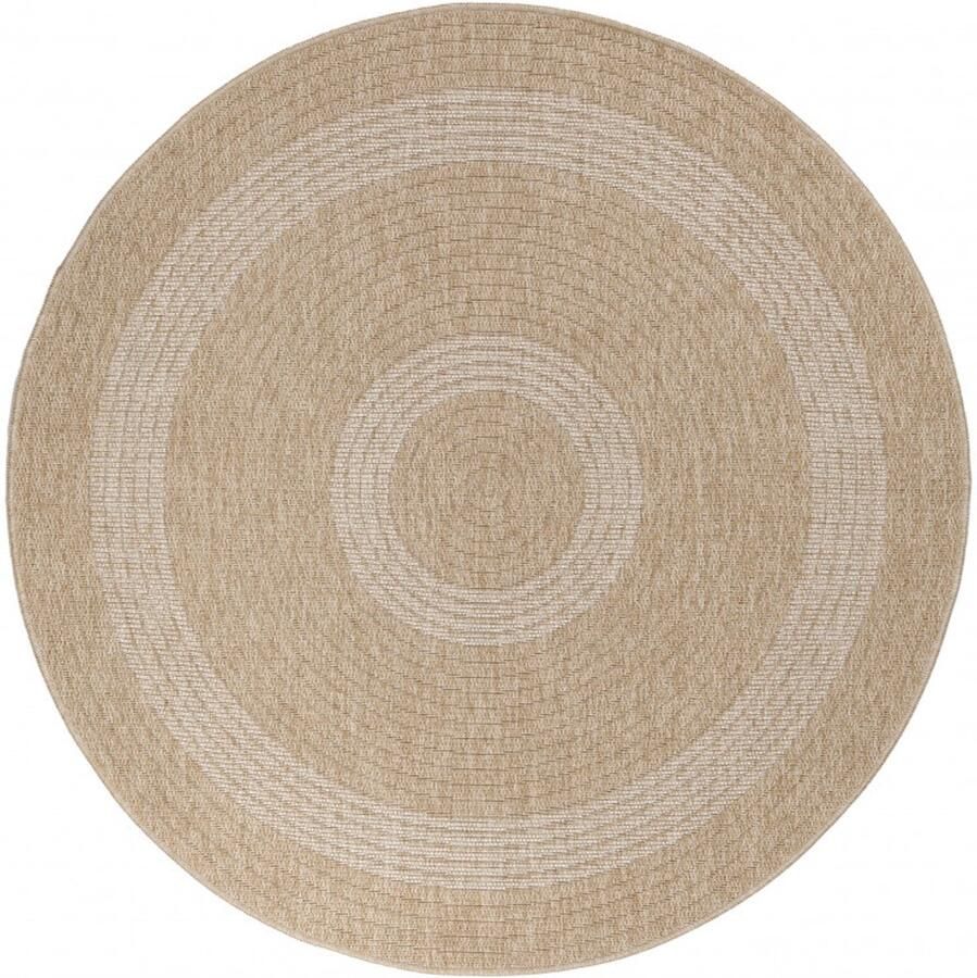Ayyildiz Vloerkleed Comilla – Taupe Beige – Laagpolig & Modern – Voor Binnen & Buiten – 200x200 cm rond