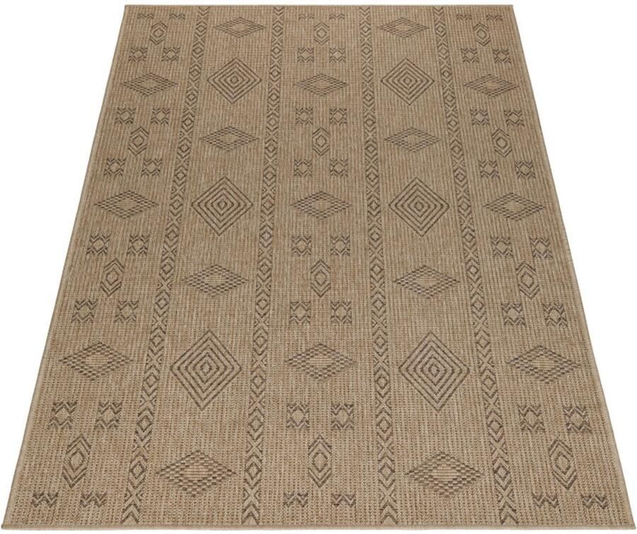 Ayyildiz Vloerkleed Dhaka – Beige Zwart – Laagpolig met Levendig Design – Voor Binnen en Buiten – 380x370 cm