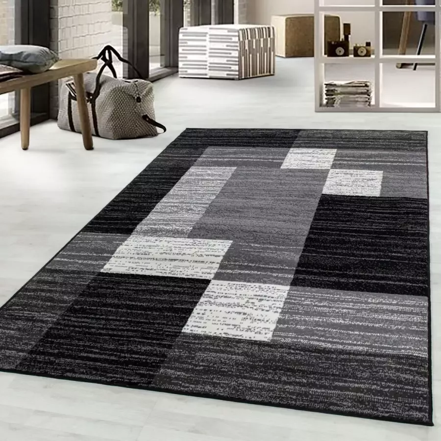 Adana Carpets Laagpolig vloerkleed geometrisch patroon zwart woonkamerkleed jute achterkant afmeting: 200 cm x 290 cm - Foto 2