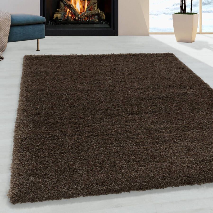 Ayyildiz Fluffy vloerkleed 80x250cm bruin 3500