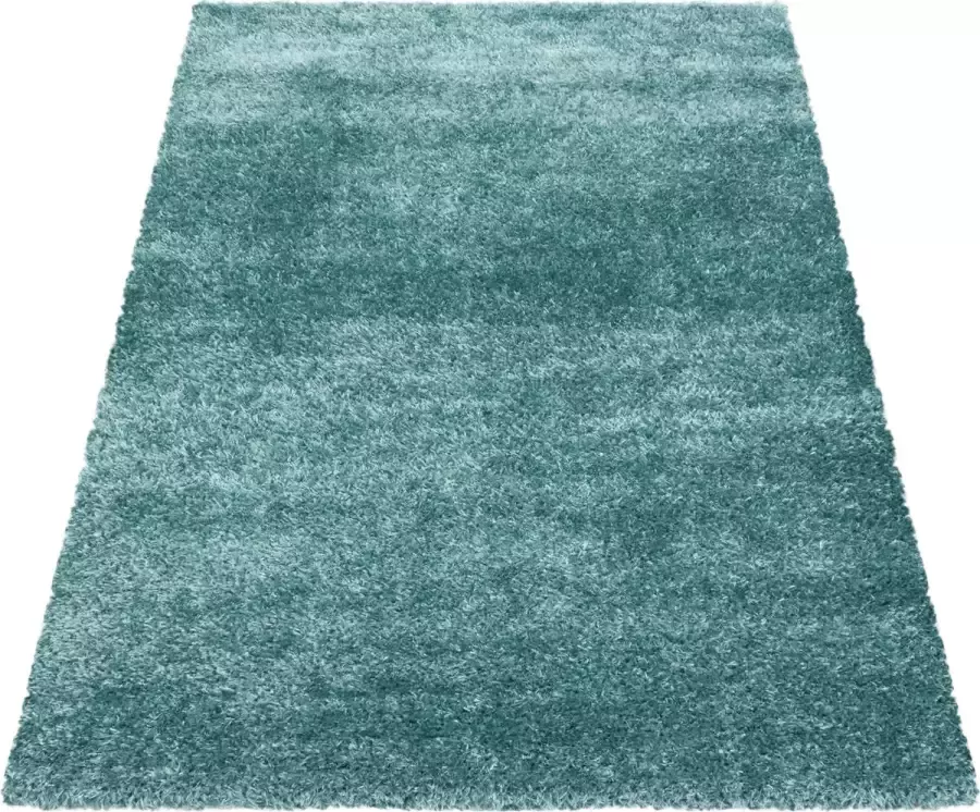 Ayyildiz Hoogpolig tapijt met fijne haartjes in de kleur aqua blauw