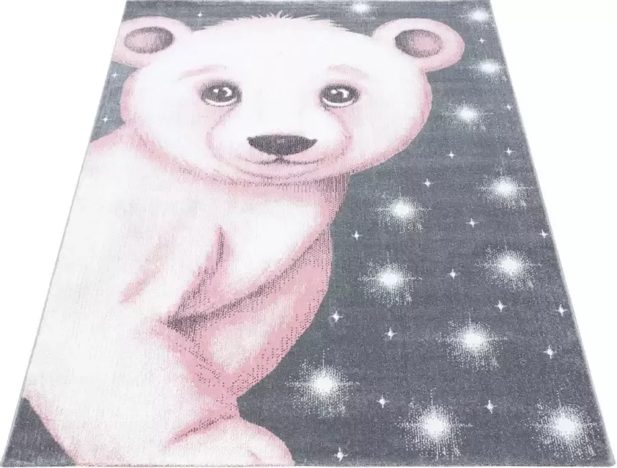 Ayyildiz KinderTapijt met ijsbeer Grijs-roze-Wit