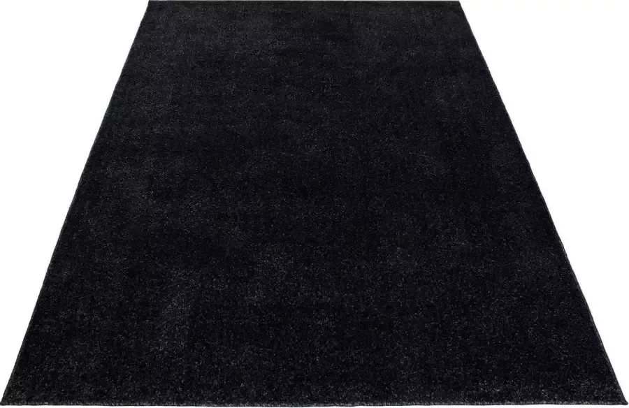 Ayyildiz Laag polig tapijt in de kleur antraciet zwart