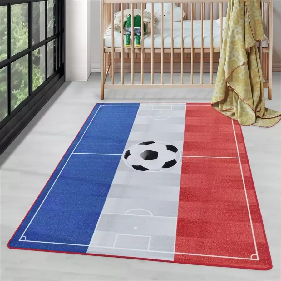 Ayyildiz Laagpolig kinderkleed speelkleed tapijt voetbal Frankrijk vlag blauw wit rood