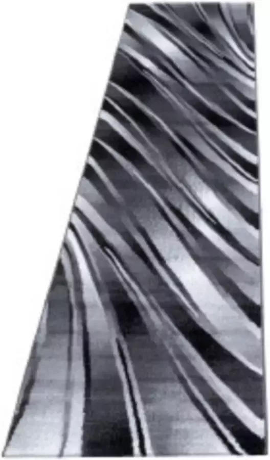 Ayyildiz Loper Modern Desing Tapijt Geometrisch golvend en gestreept ontwerp Zwart Grijs Wit