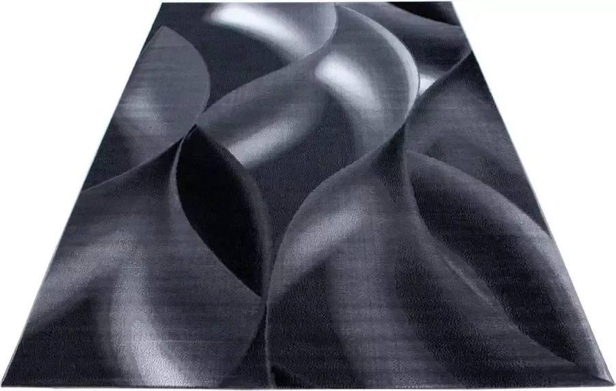 Ayyildiz Loper Modern Desing Tapijt Geometrisch golvend ontwerp Zwart Grijs Wit