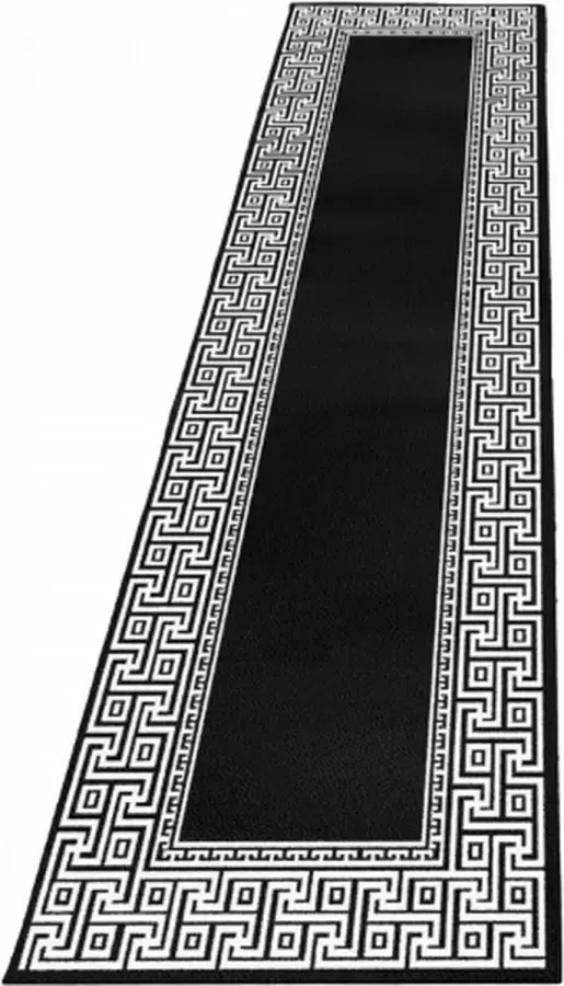 Ayyildiz Loper Modern Desing Tapijt Geometrische versace optische rand Zwart Wit