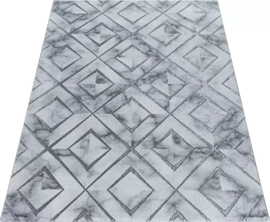 Ayyildiz Loper Modern Tapijt Met In-Square Design Grijs-Zilver kleuren
