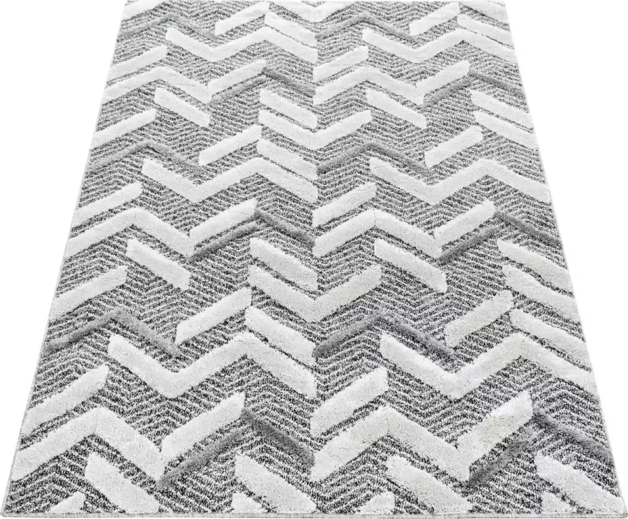 Ayyildiz Loper Modern tapijt met klinker design in de kleur grijs en wit
