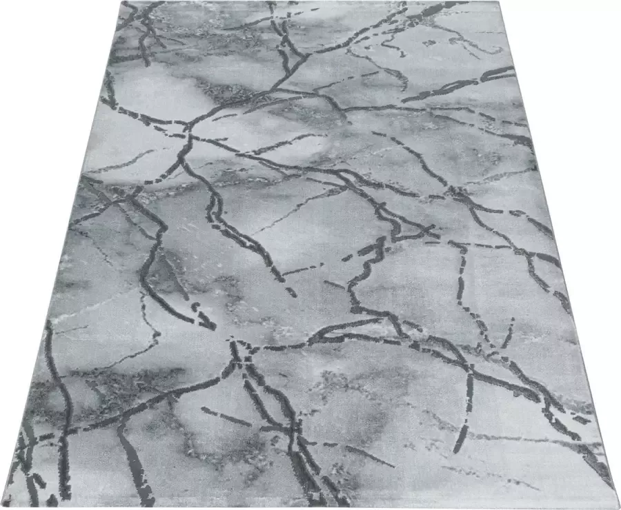 Ayyildiz Loper Modern Tapijt Met Marmer Strepen Design Grijs-Zilver kleuren