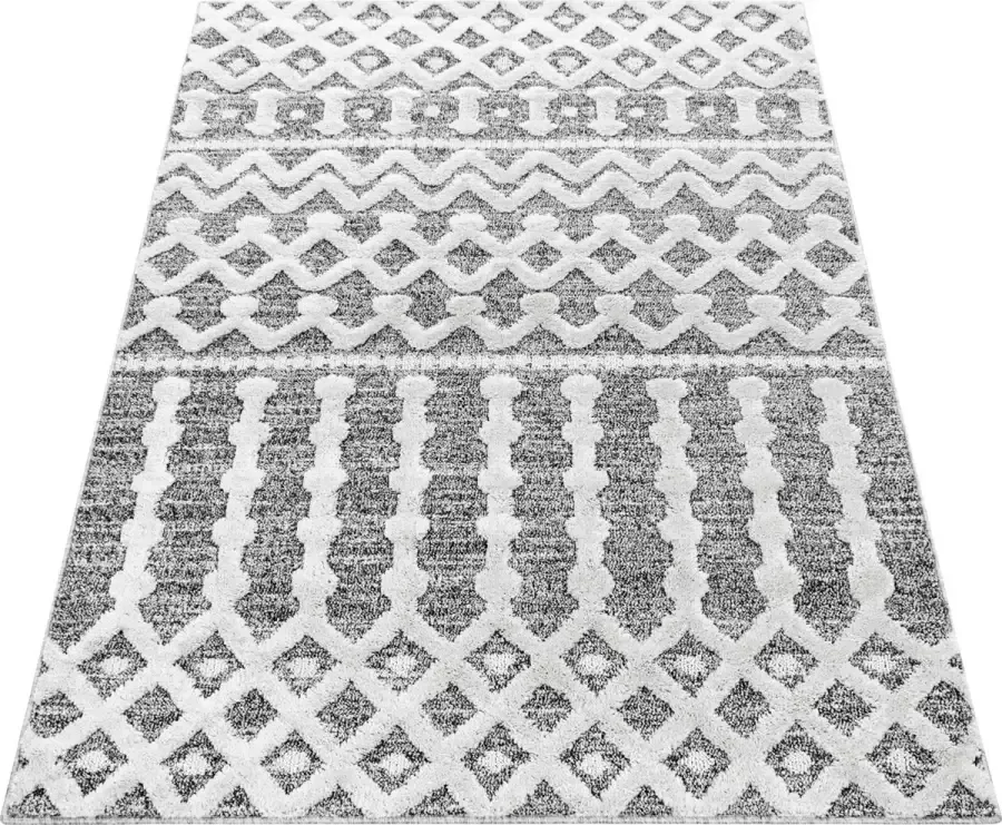Ayyildiz Loper Modern tapijt met uniek design in de kleur grijs wit