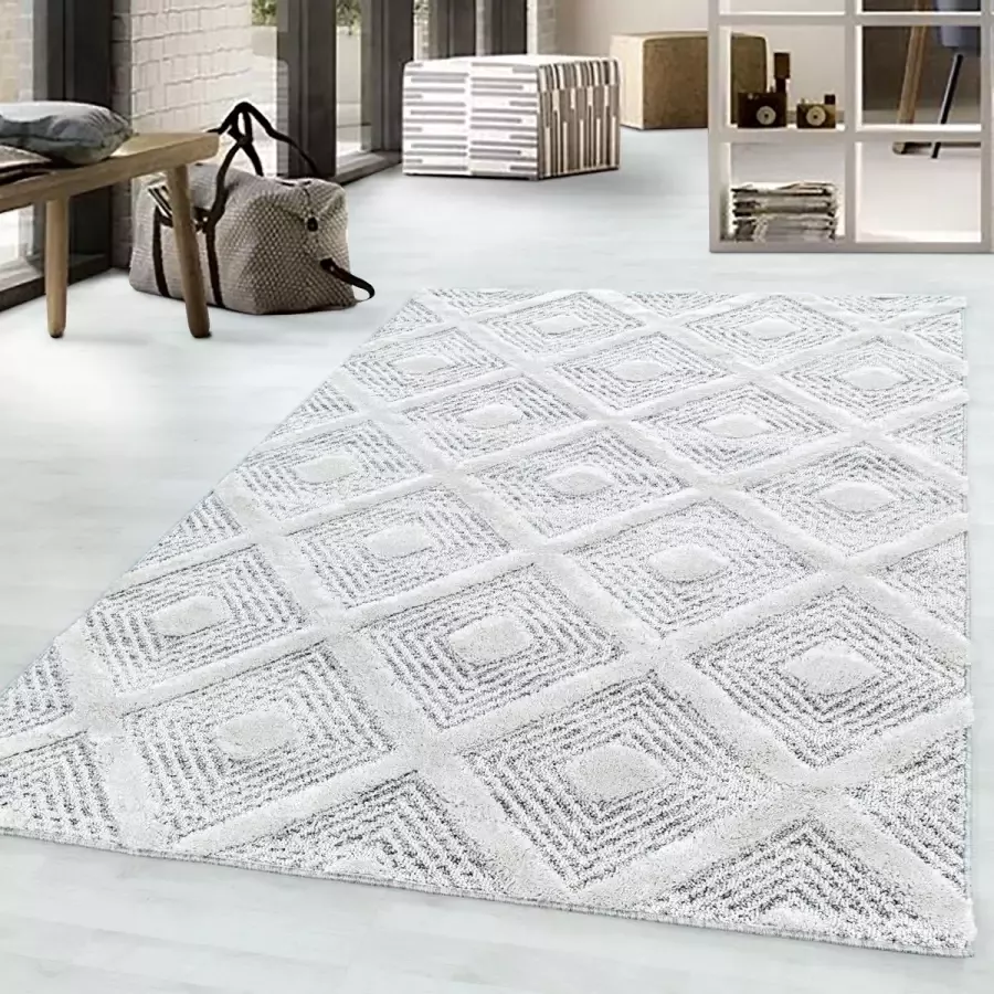 Ayyildiz Ontwerp tapijt MIA 3D ruit vierkant rooster patroon