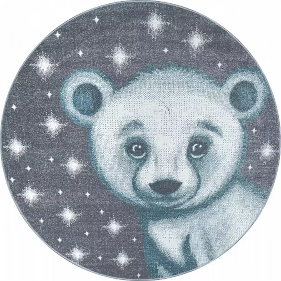 Ayyildiz Rond KinderTapijt met ijsbeer Grijs-Blauw-Wit