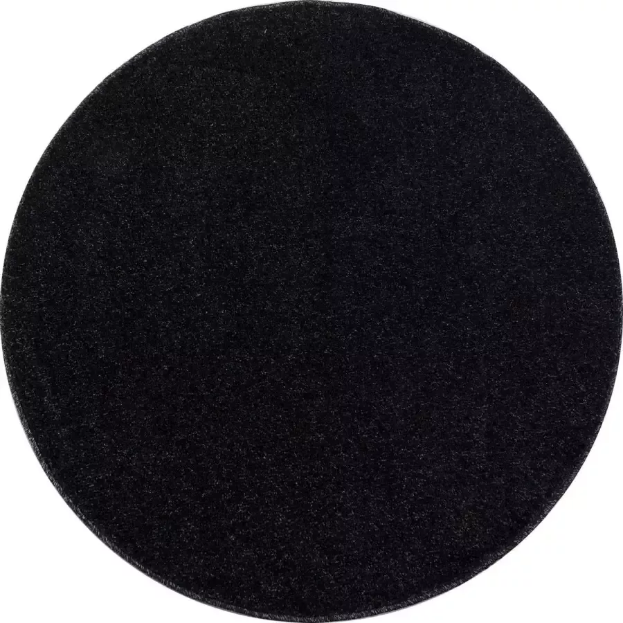 Ayyildiz Rond Laag polig tapijt in de kleur antraciet zwart
