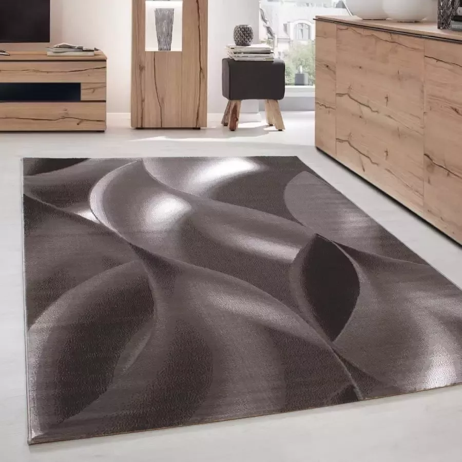 Ayyildiz Teppich Modern Desing Tapijt Geometrisch golvend ontwerp Bruin Beige